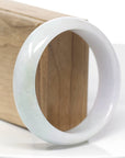 Genuine Burmese White Lavender Jadeite Jade Bangle Bracelet (59.7mm) 