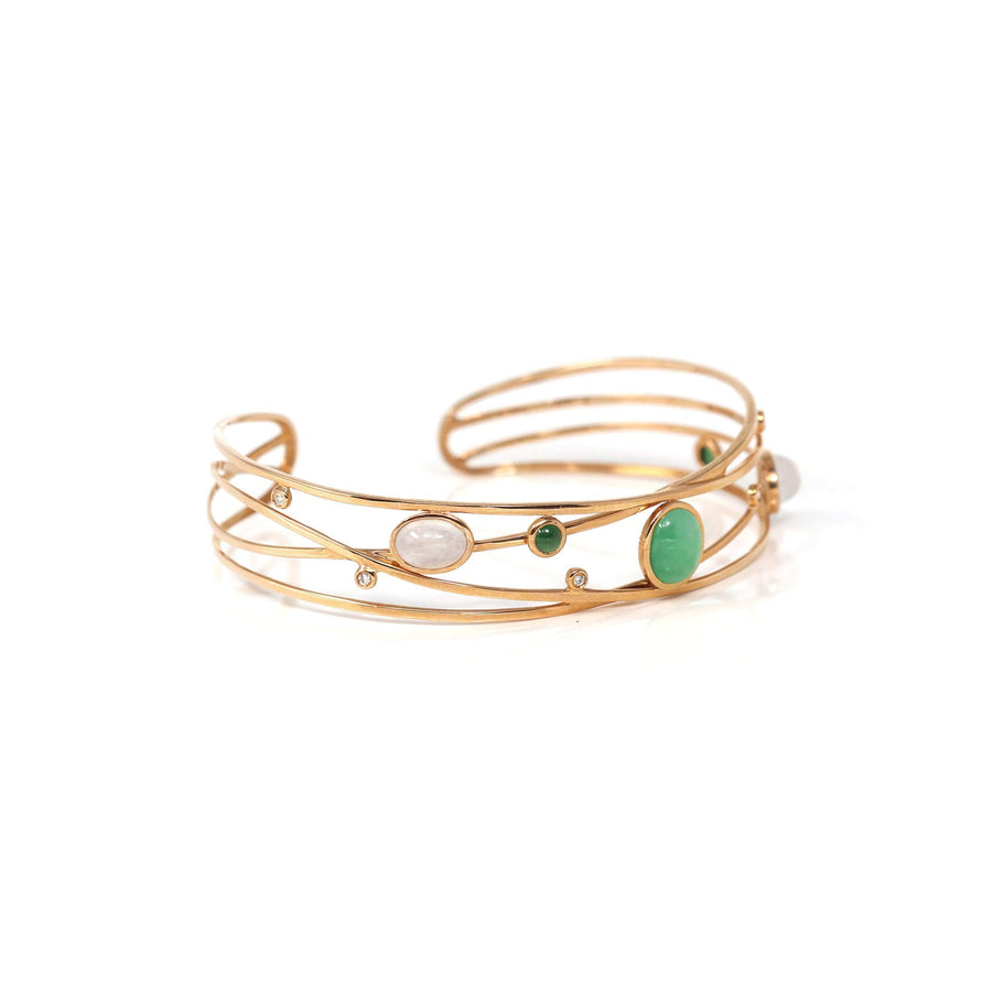 Baikalla Jewelry Gold Jade Bracelet Copy of Copy of Copy of 18k Rose Gold Oval Bracelet Bangle with Jade & Diamonds