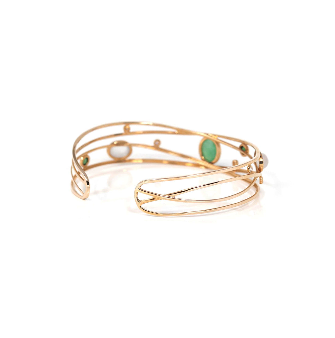 Baikalla Jewelry Gold Jade Bracelet Copy of Copy of Copy of 18k Rose Gold Oval Bracelet Bangle with Jade & Diamonds