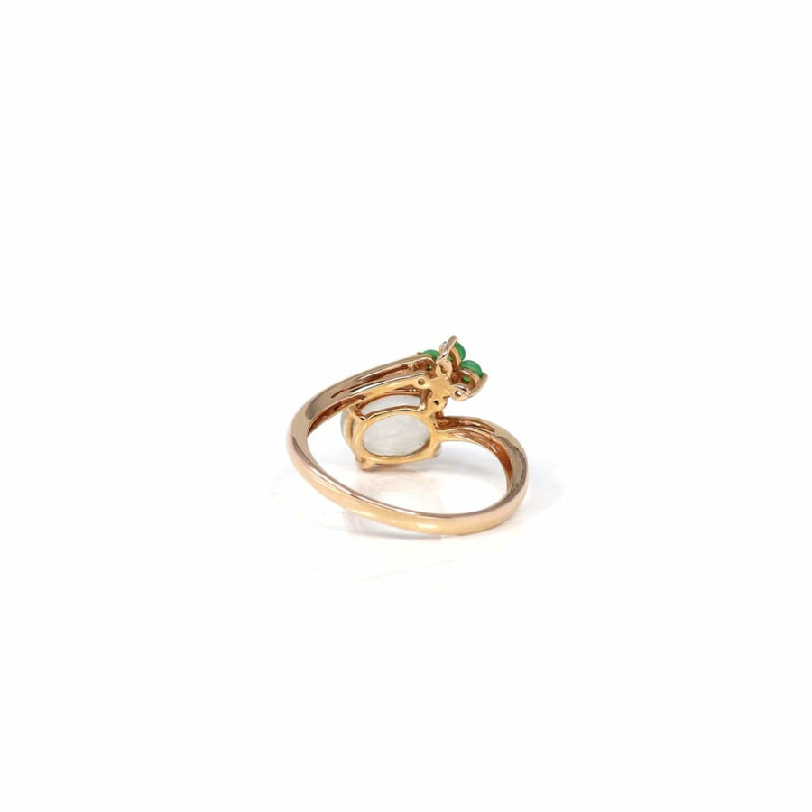 Baikalla Jewelry Jadeite Engagement Ring Copy of Baikalla™ "Elora" 18k Rose Gold Natural Ice & Imperial Jadeite Engagement Ring With Rubies & Diamonds