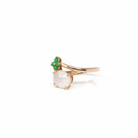 Baikalla Jewelry Jadeite Engagement Ring Copy of Baikalla™ "Elora" 18k Rose Gold Natural Ice & Imperial Jadeite Engagement Ring With Rubies & Diamonds