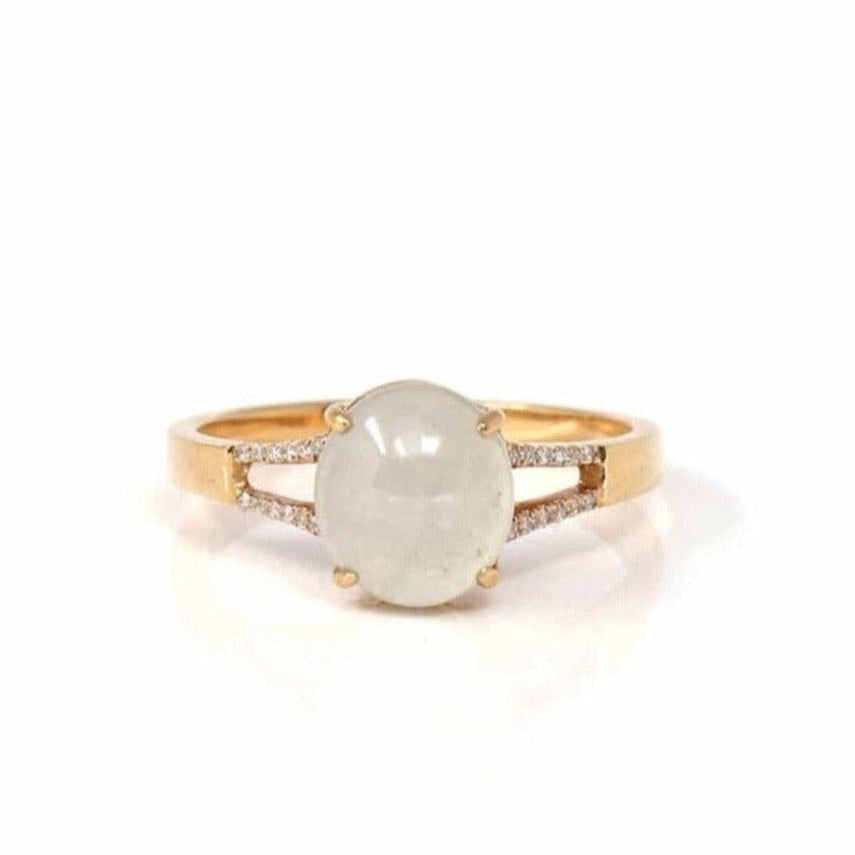 Baikalla Jewelry Jadeite Engagement Ring Copy of Copy of Baikalla™ 18k Rose Gold Natural Ice Jadeite Engagement Ring With Diamonds