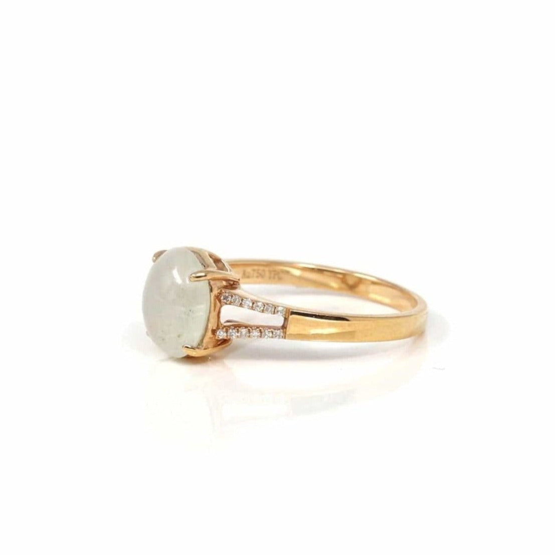 Baikalla Jewelry Jadeite Engagement Ring Copy of Copy of Baikalla™ 18k Rose Gold Natural Ice Jadeite Engagement Ring With Diamonds