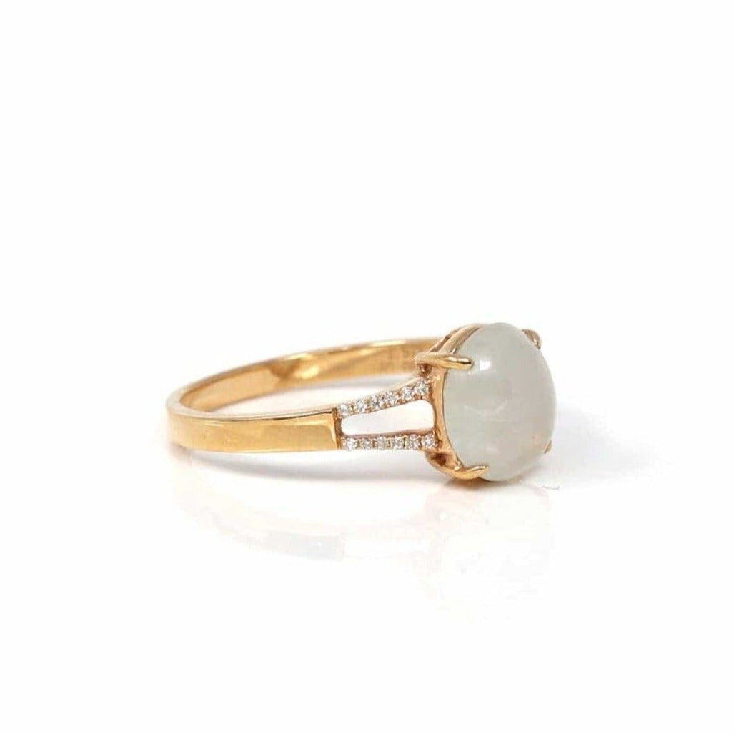 Baikalla Jewelry Jadeite Engagement Ring Copy of Copy of Baikalla™ 18k Rose Gold Natural Ice Jadeite Engagement Ring With Diamonds