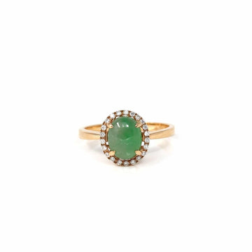 Baikalla Jewelry Jadeite Engagement Ring Baikalla18k Rose Gold Natural Imperial Green Oval Jadeite Jade Engagement Ring With Diamonds