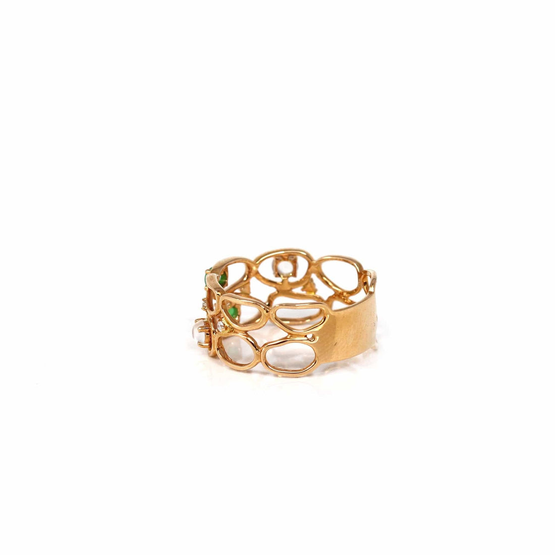 Baikalla Jewelry Jadeite Engagement Ring Baikalla™ "Melba" 18k Rose Gold Natural Imperial Jadeite Wedding Band