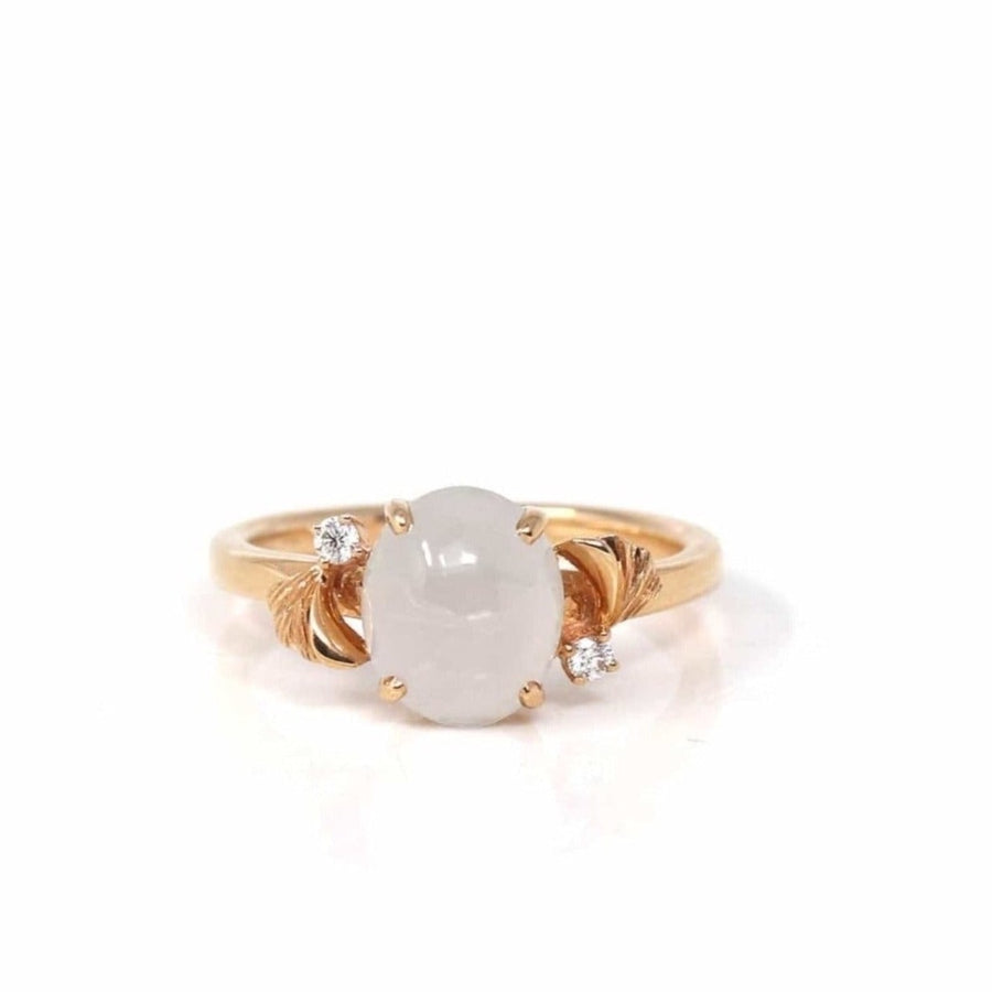 Baikalla Jewelry Jadeite Engagement Ring Copy of Baikalla™ 18k Rose Gold Natural Ice Jadeite Engagement Ring With Diamonds