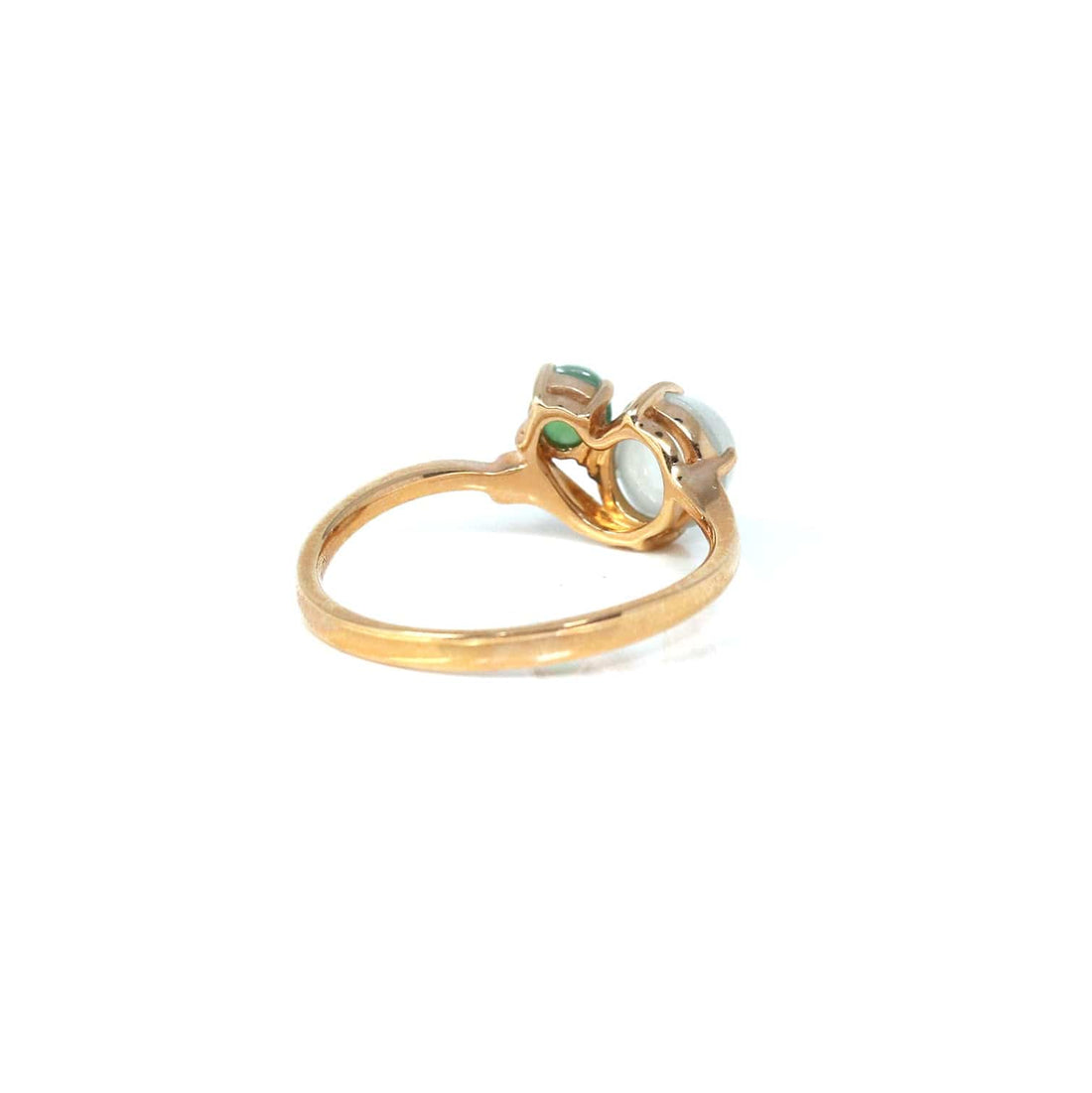 Baikalla Jewelry Jadeite Engagement Ring Baikalla™ "Elora" 18k Rose Gold Natural Ice & Imperial Jadeite Engagement Ring With Rubies & Diamonds