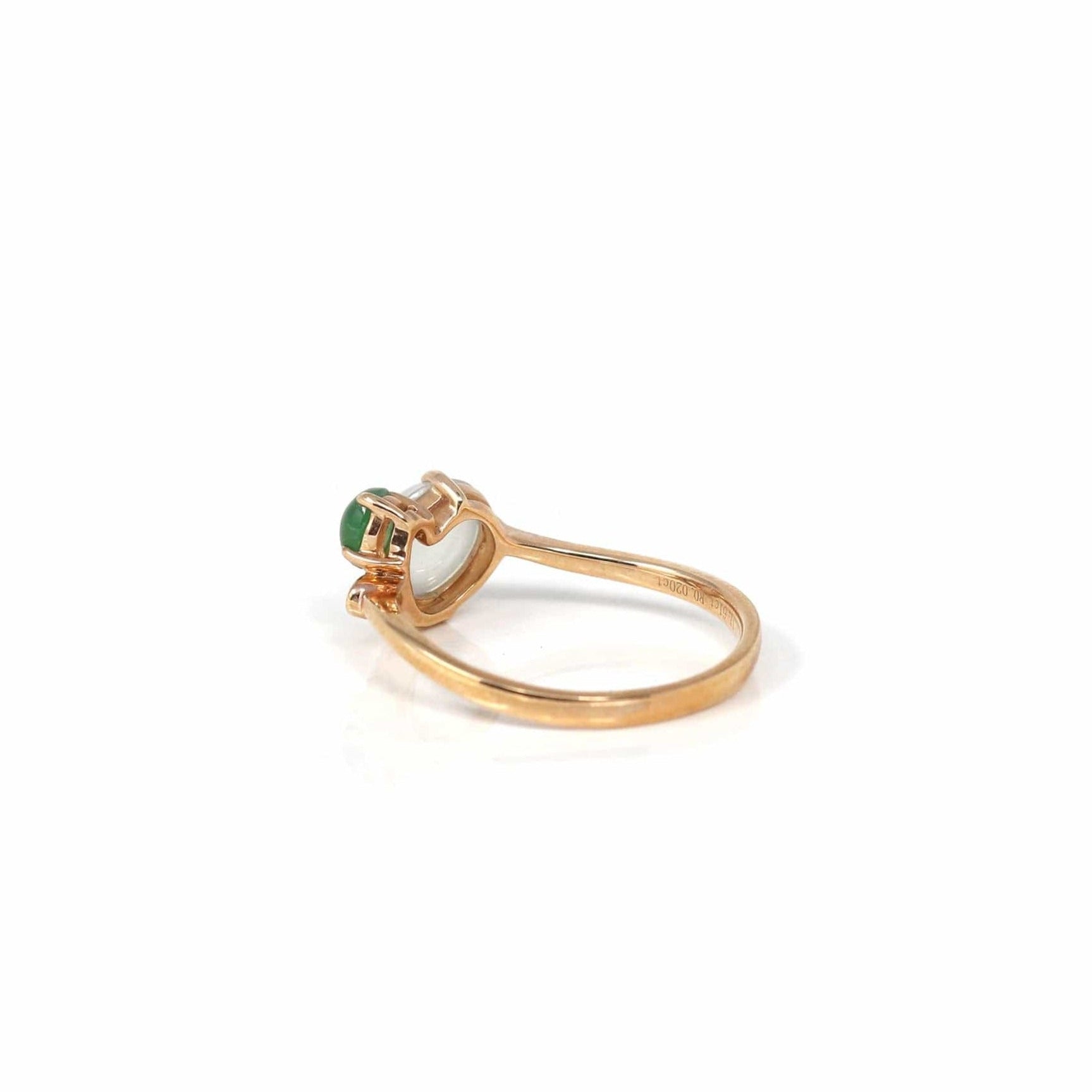 Baikalla Jewelry Jadeite Engagement Ring Copy of Copy of Baikalla™ "Elora" 18k Rose Gold Natural Ice & Imperial Jadeite Engagement Ring With Rubies & Diamonds