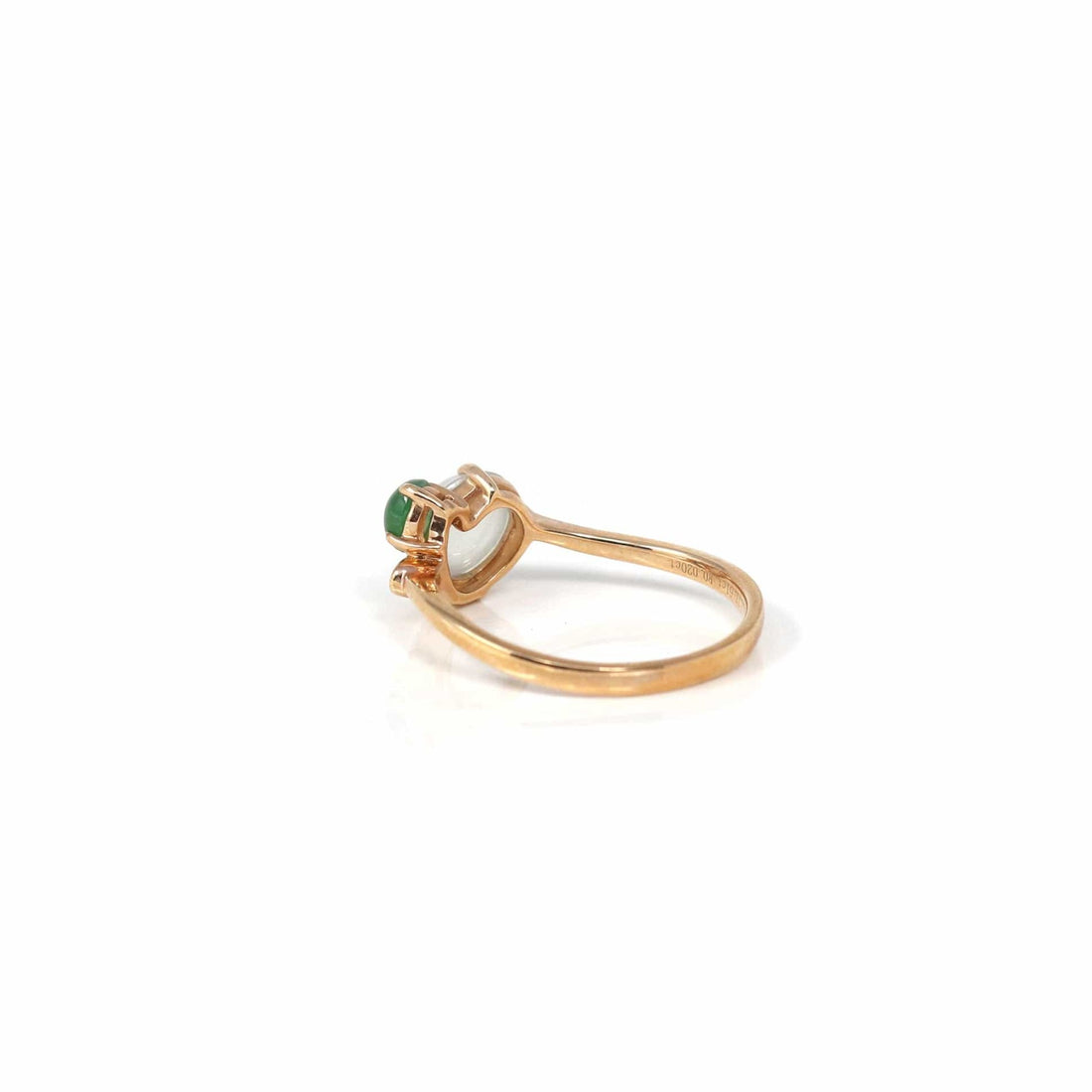 Baikalla Jewelry Jadeite Engagement Ring Copy of Copy of Baikalla™ "Elora" 18k Rose Gold Natural Ice & Imperial Jadeite Engagement Ring With Rubies & Diamonds