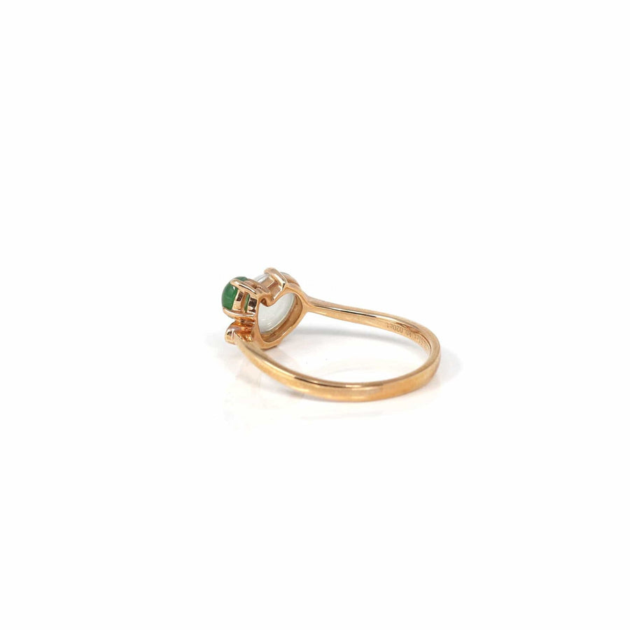 Baikalla Jewelry Jadeite Engagement Ring Copy of Copy of Baikalla™ "Elora" 18k Rose Gold Natural Ice & Imperial Jadeite Engagement Ring With Rubies & Diamonds