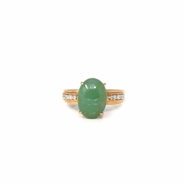 Baikalla Jewelry Jadeite Engagement Ring 5 Copy of Baikalla18k Rose Gold Natural Imperial Green Oval Jadeite Jade Engagement Ring With Diamonds