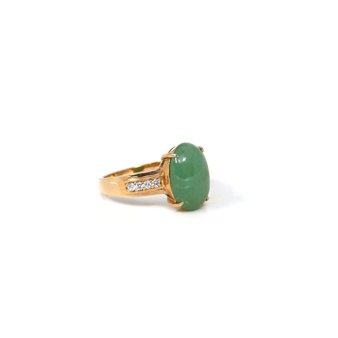 Baikalla Jewelry Jadeite Engagement Ring Copy of Baikalla18k Rose Gold Natural Imperial Green Oval Jadeite Jade Engagement Ring With Diamonds
