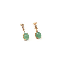Baikalla Jewelry Gold Jade Earrings Copy of 18K Rose Gold "Apricot Blossom" Green Jadeite Jade Dangle Stud Earrings