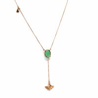 Baikalla Jewelry Gold Jadeite Necklace Copy of 18k Yellow Gold Jadeite Jade Ginkgo Leaf Pendant Necklace with Diamond