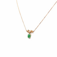 Baikalla Jewelry Gold Jadeite Necklace Copy of 18k Rose Gold Jadeite Jade Diamond Pendant Necklace Ginkgo Leaf
