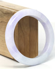 Baikalla "Half Round" White-Lavender Jadeite Jade Bangle (56.5mm) 
