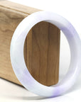 Baikalla "Half Round" White-Lavender Natural Jadeite Jade Bangle (59.6mm) 