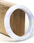 Baikalla "Half Round" White-Lavender Natural Jadeite Jade Bangle (59.6mm) 