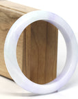 Baikalla "Half Round" White-Lavender Natural Jadeite Jade Bangle (59.6mm) 
