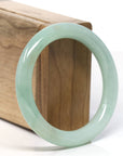 Natural Burmese Green Jadeite Jade Traditional Round Bangle Bracelet (54.6mm) 