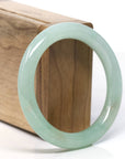 Natural Burmese Green Jadeite Jade Traditional Round Bangle Bracelet (54.6mm) 