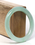 Natural Burmese Green Jadeite Jade Traditional Round Bangle Bracelet (54.6mm) 