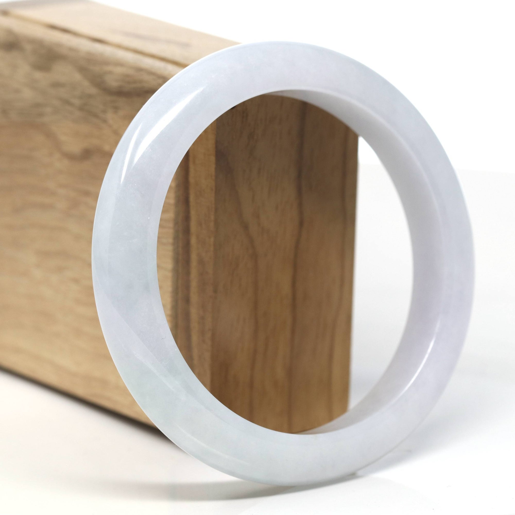 &quot;Princess Half Round&quot; Icy Natural Jadeite Jade Bangle (60.1mm) 