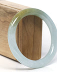 Natural Burmese Icy Green-ish Yellow Jadeite Jade Traditional Bangle Bracelet (58 mm) 