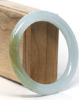 Natural Burmese Icy Green-ish Yellow Jadeite Jade Traditional Bangle Bracelet (58 mm) 