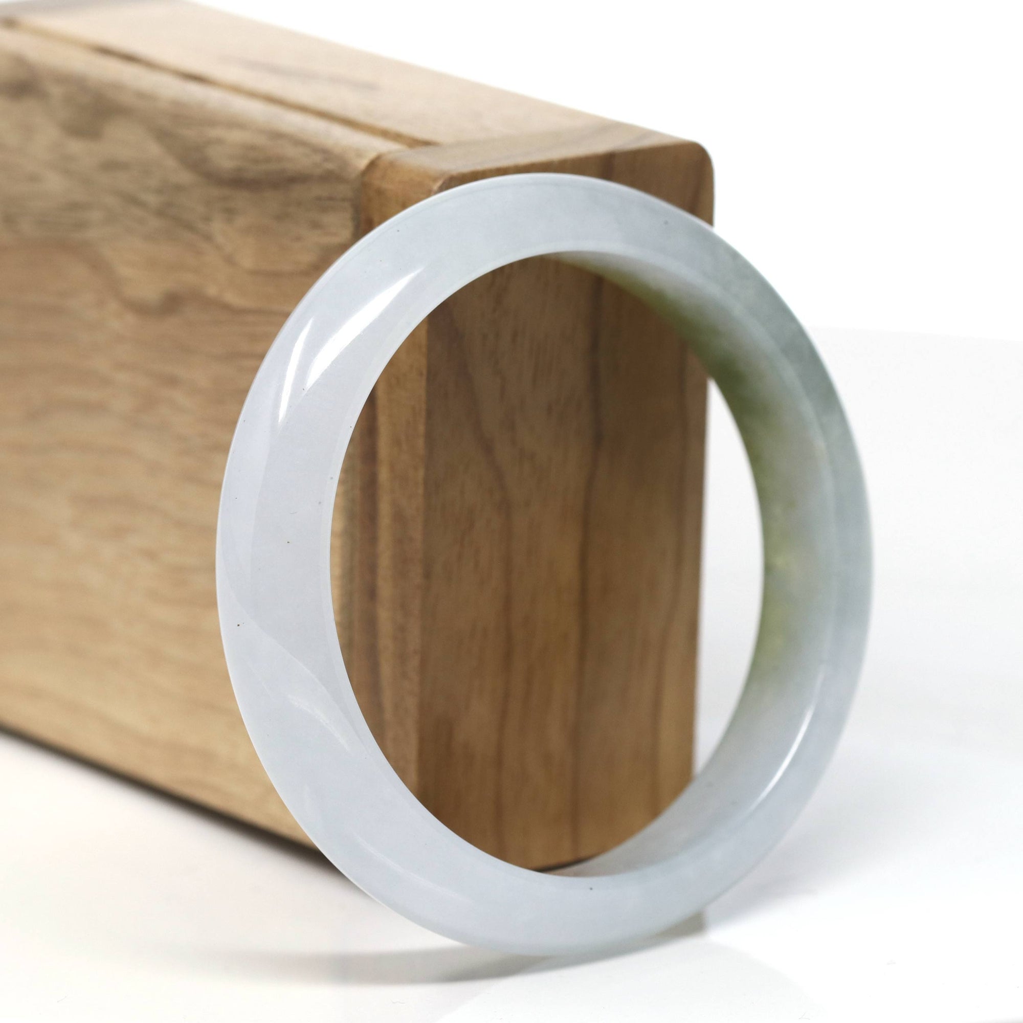 Baikalla &quot;Half Round&quot; High-End Icy Jadeite Jade Bangle Bracelet (55.7mm) 