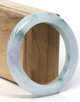 Half Round Lavender and Blue-Green Natural Jadeite Jade Bangle (56.11mm) 