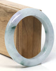 Half Round Lavender and Blue-Green Natural Jadeite Jade Bangle (56.11mm) 