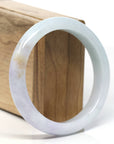 Natural Half Round Light-Lavender Green Jadeite Jade Bangle (59mm) 