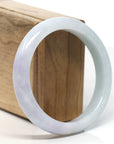 Natural Half Round Light-Lavender Green Jadeite Jade Bangle (59mm) 