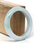 "Princess Half Round" Lavender Green Natural Jadeite Jade Bangle (54.3mm) 