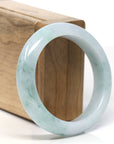 "Princess Half Round" Lavender Green Natural Jadeite Jade Bangle (54.3mm) 