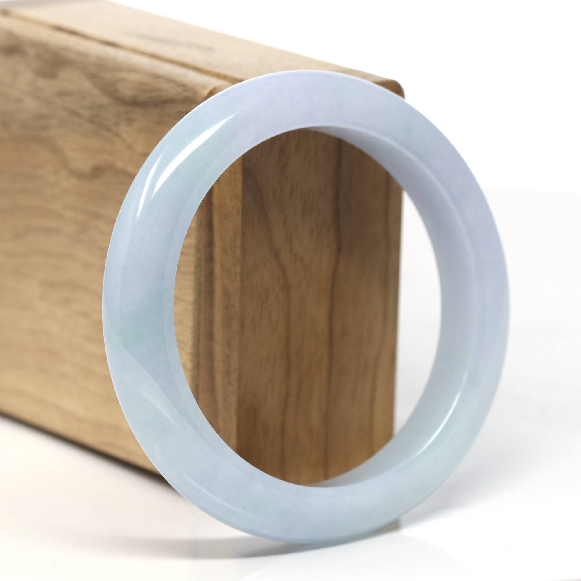 Baikalla Lavender &amp; Blue-Green &quot;Half-Round&quot; Jadeite Jade Bangle Bracelet (56mm) 