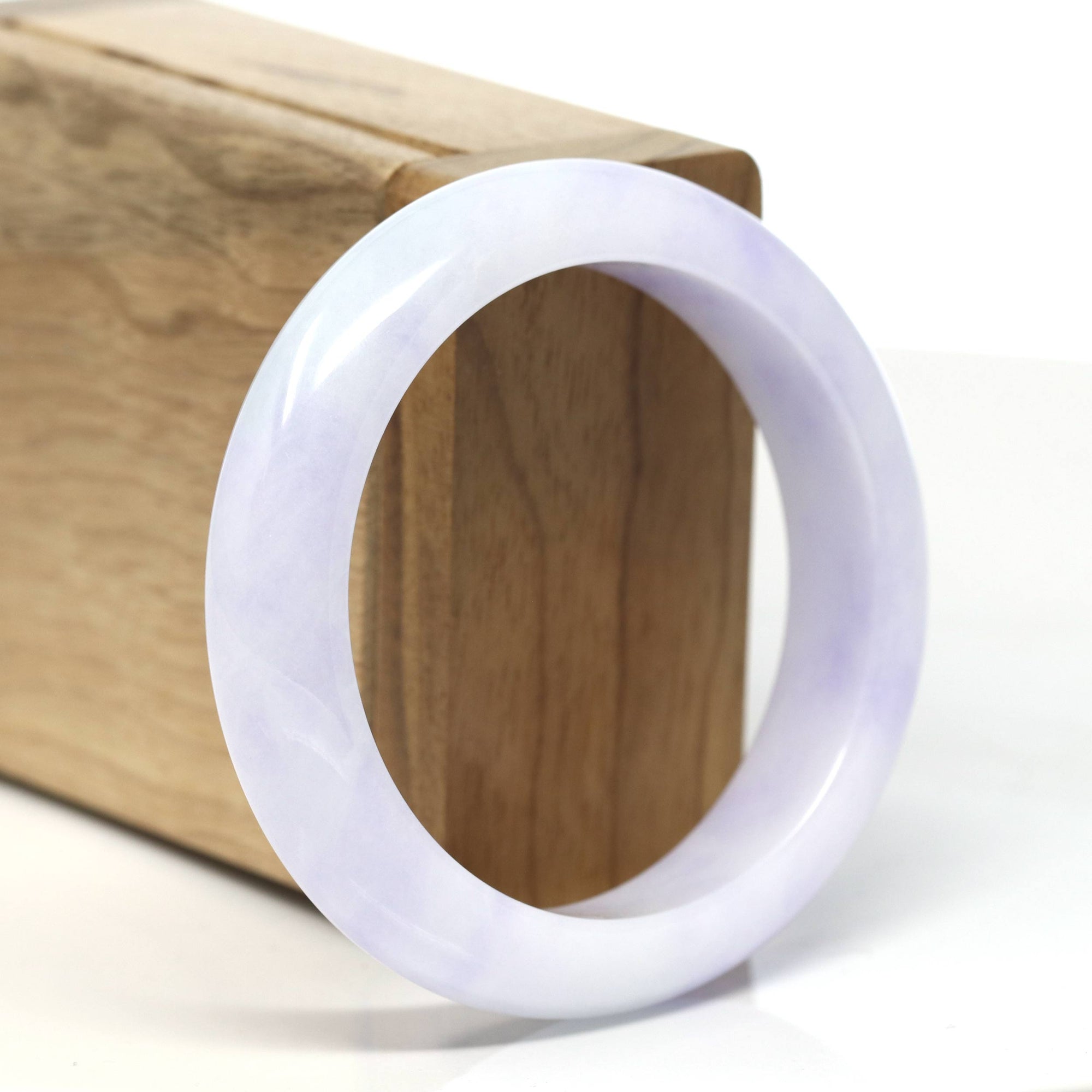 Baikalla &quot;Half Round&quot;  Lavender Natural Jadeite Jade Bangle (54.9mm) 
