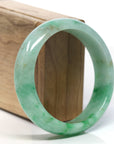 Baikalla Classic Green Natural Jadeite Jade Wider Bangle Bracelet (59.5mm) 
