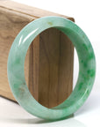Baikalla Classic Green Natural Jadeite Jade Wider Bangle Bracelet (59.5mm) 