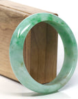 Baikalla Classic Green Natural Jadeite Jade Wider Bangle Bracelet (59.5mm) 