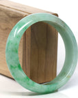 Baikalla Classic Green Natural Jadeite Jade Wider Bangle Bracelet (59.5mm) 