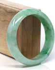 Baikalla Classic Green Natural Jadeite Jade Wider Bangle Bracelet (59.5mm) 
