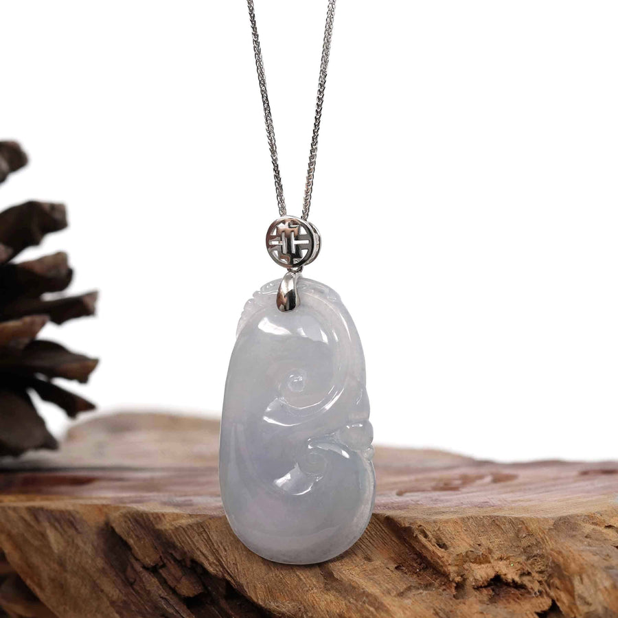 Baikalla Jewelry Jade Guanyin Pendant Necklace Copy of Copy of Copy of Genuine Lavender Jadeite Jade Ru Yi Pendant Necklace With Sterling Silver Bail