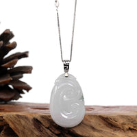Baikalla Jewelry Jade Guanyin Pendant Necklace Copy of Genuine Lavender Jadeite Jade Ru Yi Pendant Necklace With Sterling Silver Bail