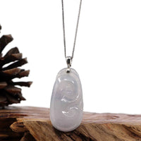 Baikalla Jewelry Jade Guanyin Pendant Necklace Copy of Copy of Genuine Lavender Jadeite Jade Ru Yi Pendant Necklace With Sterling Silver Bail