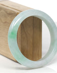 Baikalla Natural Icy Apple-Green Jadeite Jade "Half-Round" Bangle Bracelet (58mm) 