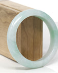 Baikalla Natural Icy Apple-Green Jadeite Jade "Half-Round" Bangle Bracelet (58mm) 