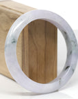 Baikalla Natural Light Lavender W/ Deep Blue-Green Flowers Jadeite Jade "Half Round" Bangle Bracelet (60.9mm) 